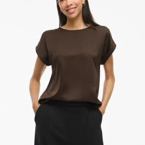 VIELLETTE S/S SATIN TOP/SU - NOOS