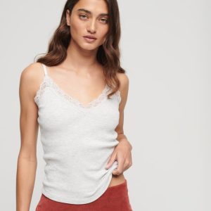 Essential Rib Lace Cami Top i Organic Cotton